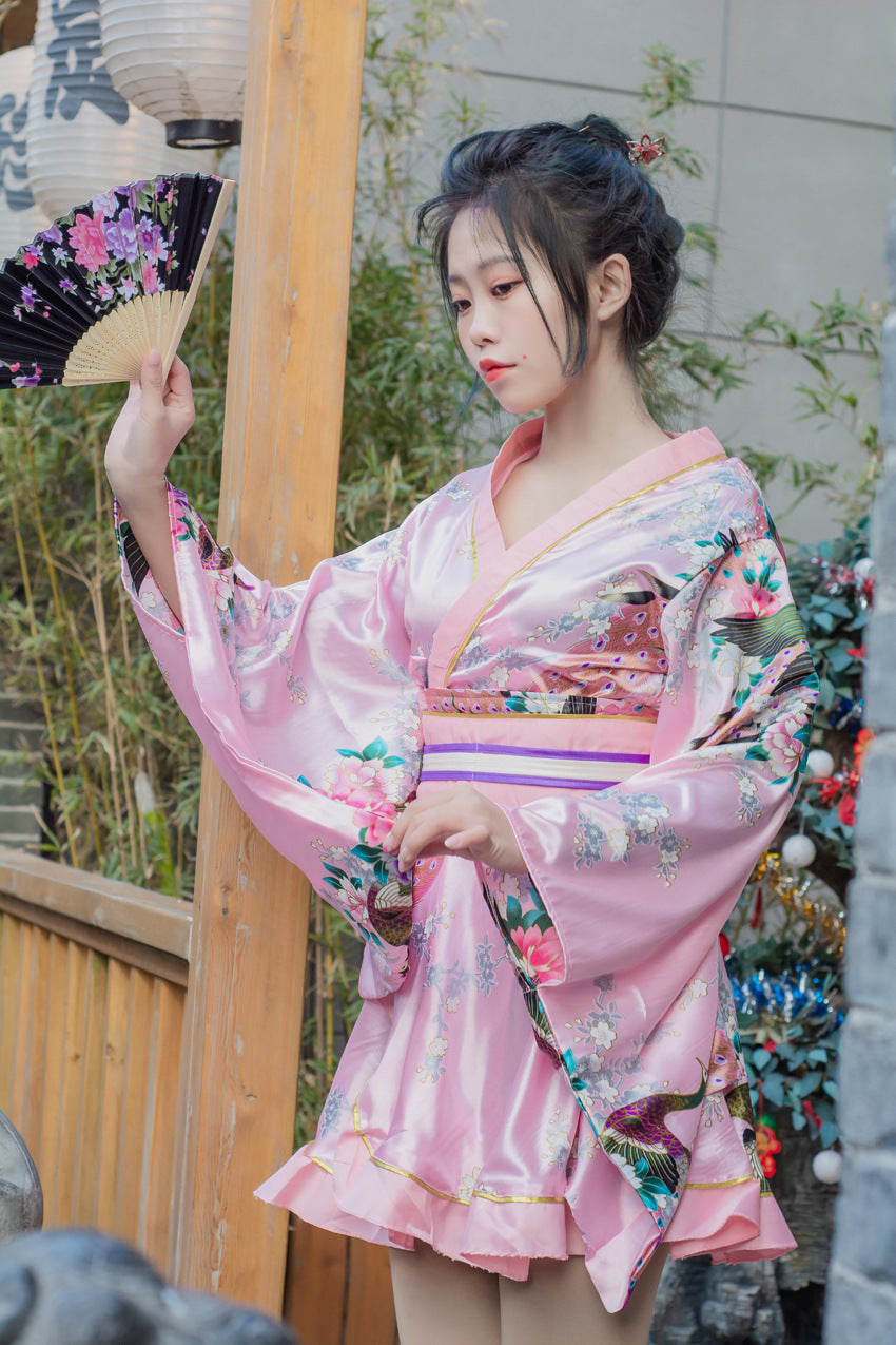 Japanese Formal Wear Women's Peacock Kimono Stage Costume