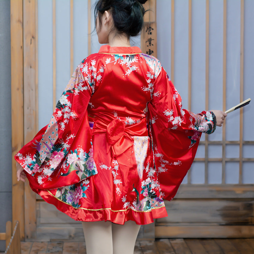 Japanese Formal Wear Women's Peacock Kimono Stage Costume