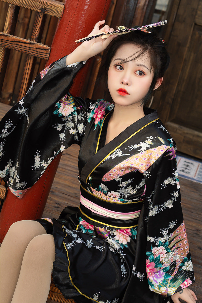 Japanese Formal Wear Women's Peacock Kimono Stage Costume