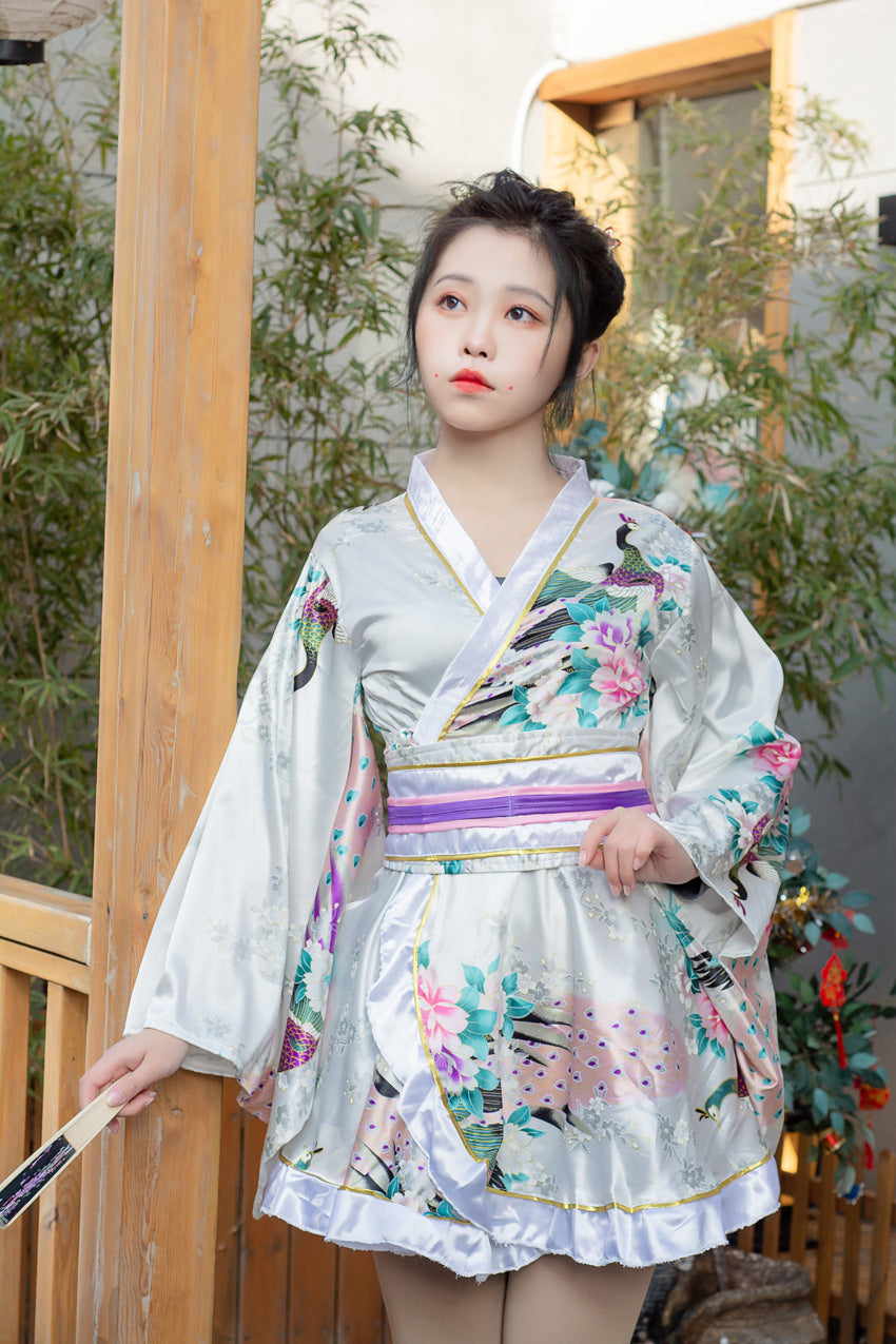 Japanese Formal Wear Women's Peacock Kimono Stage Costume