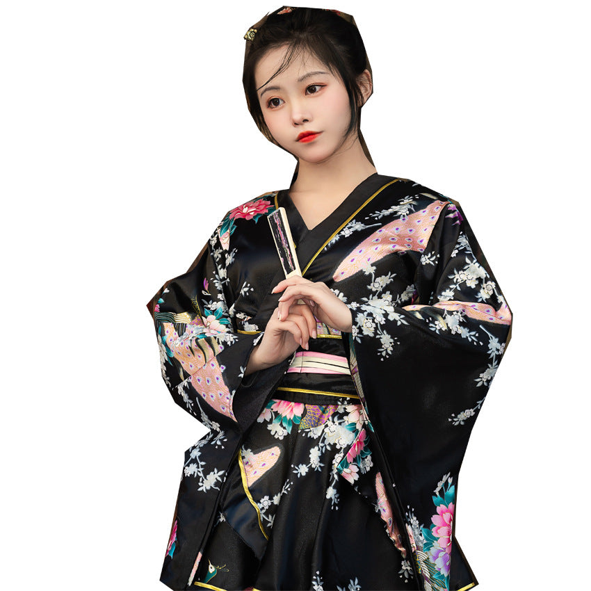 Japanese Formal Wear Women's Peacock Kimono Stage Costume