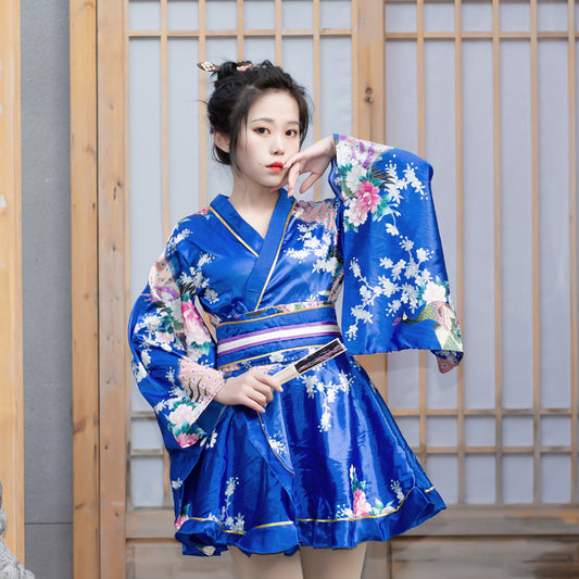 Japanese Formal Wear Women's Peacock Kimono Stage Costume