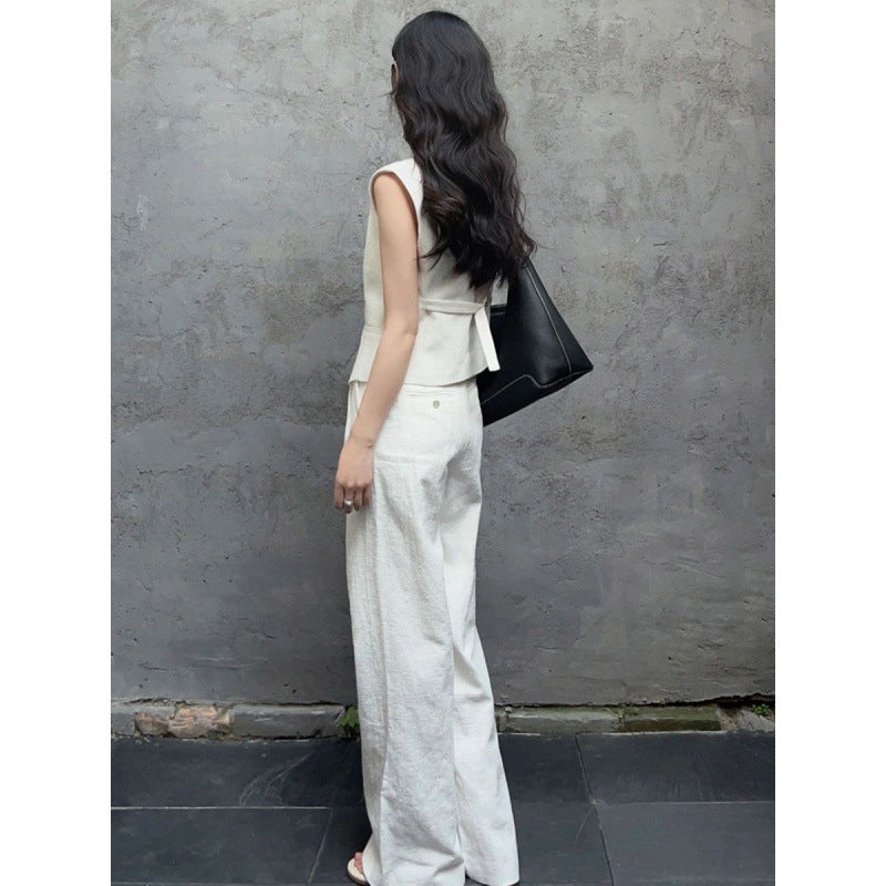 High Waist Wide Leg Pants Two-piece Suit Fashionable