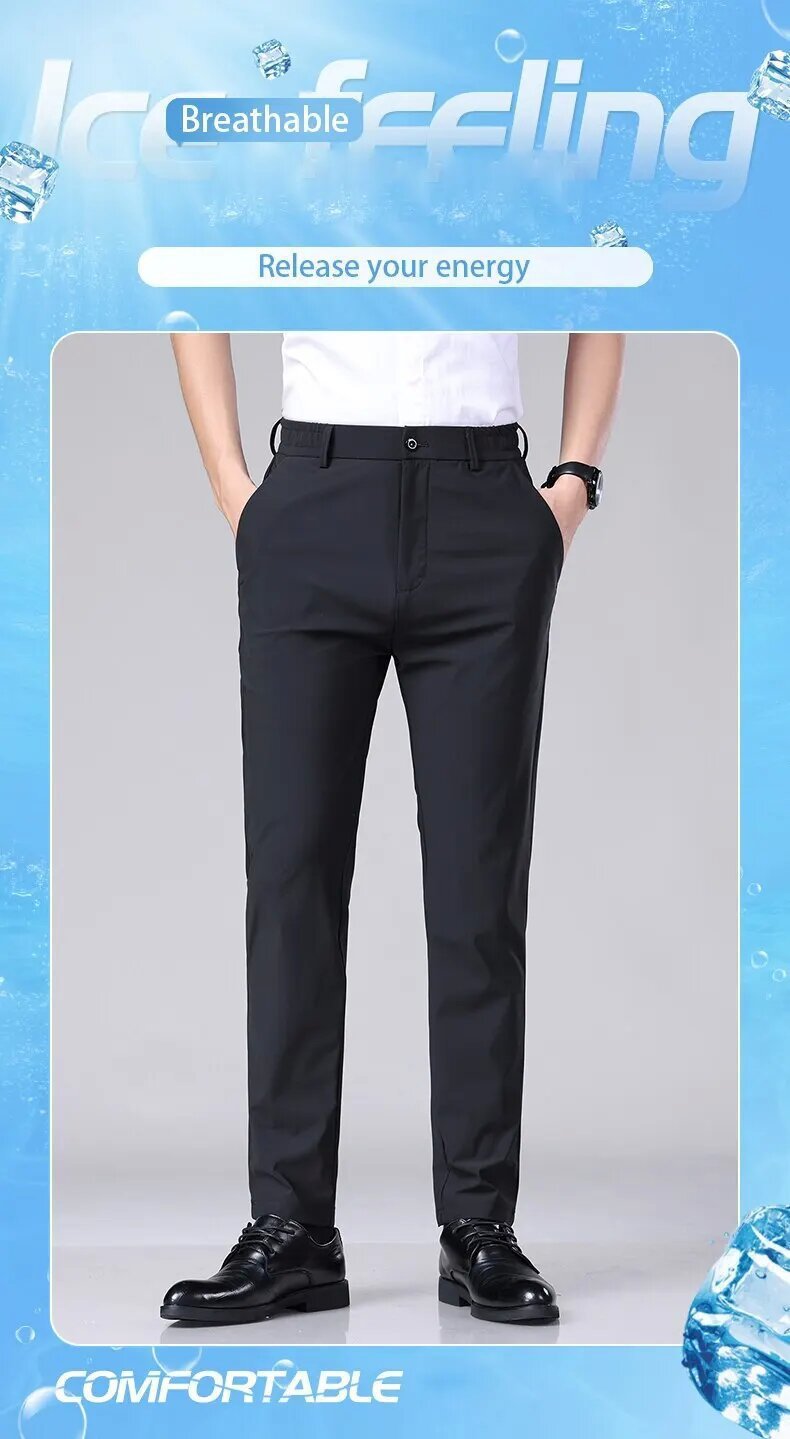 Casual Pants Men's Thin Business Stretch-fit Pants