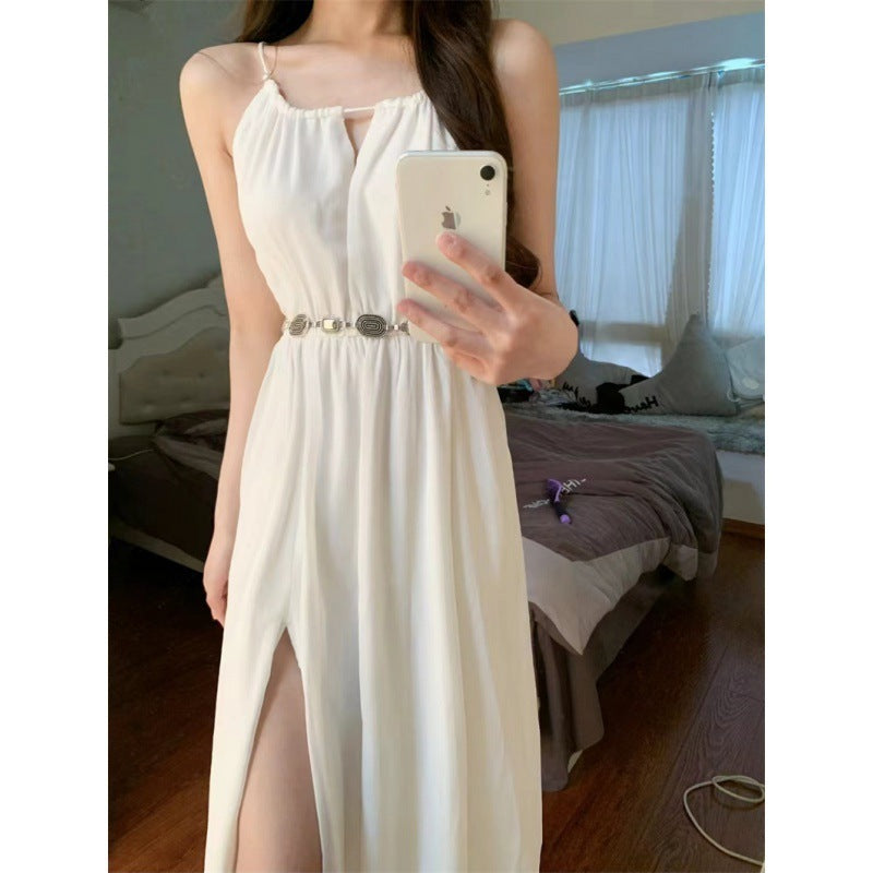 Sleeveless Halter Dress Seaside Vacation Style Skirt Waist-tight