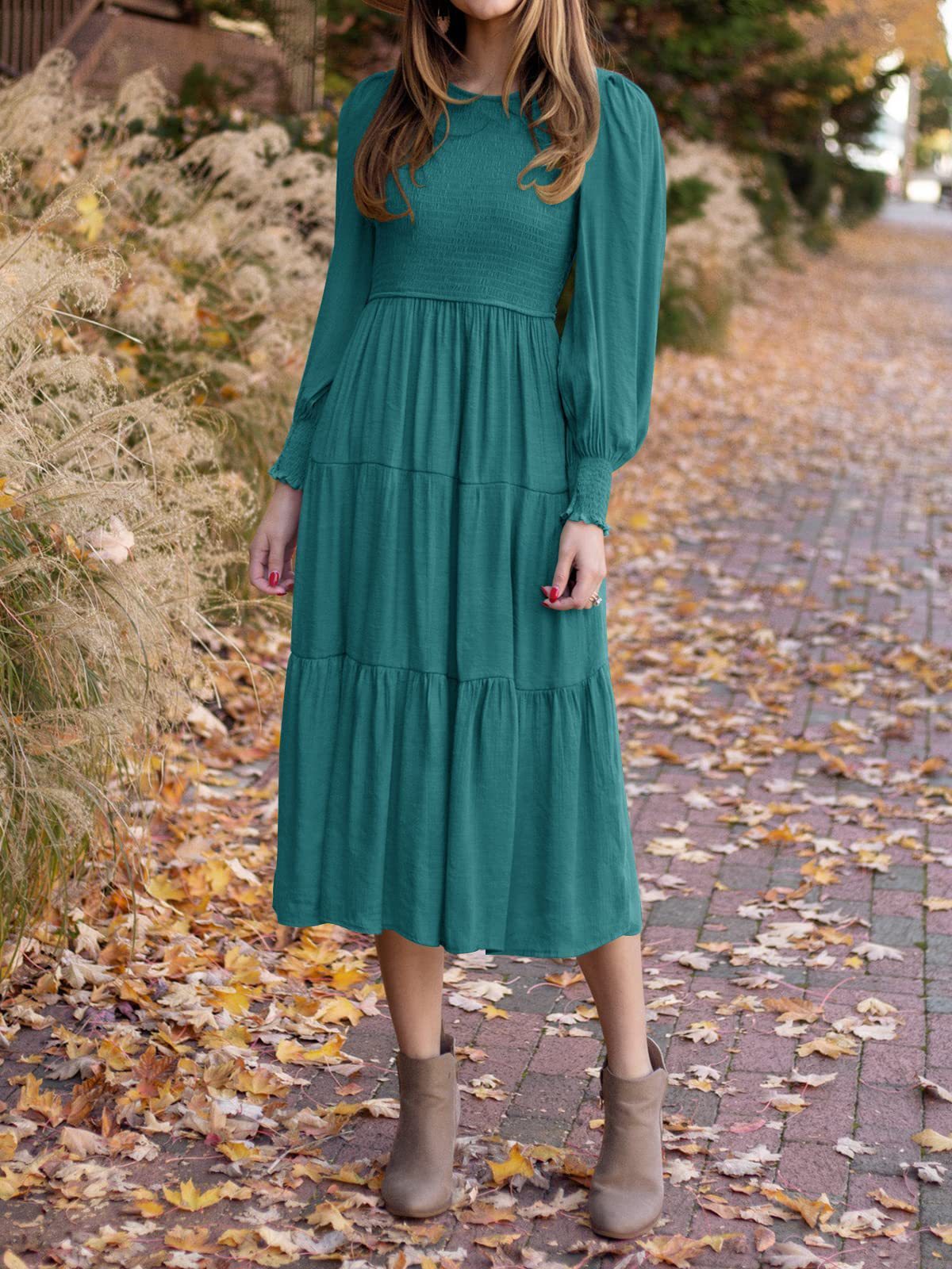 Smocking Pleating Multi-layer Large Swing Dress