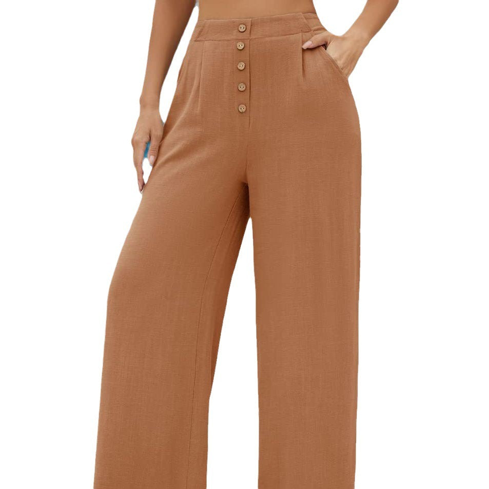 Women's Cotton And Linen Casual Straight Pants