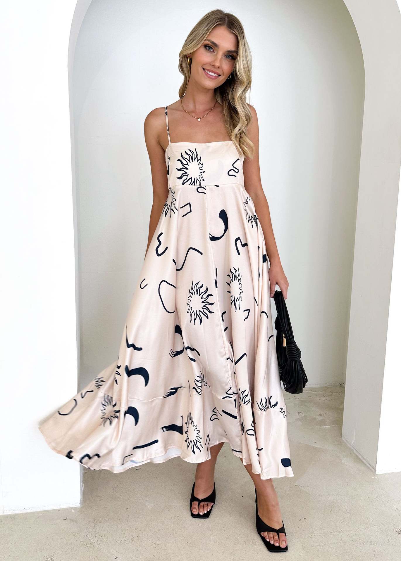 Extra Long Dress Casual Square Collar Sleeveless Bohemian