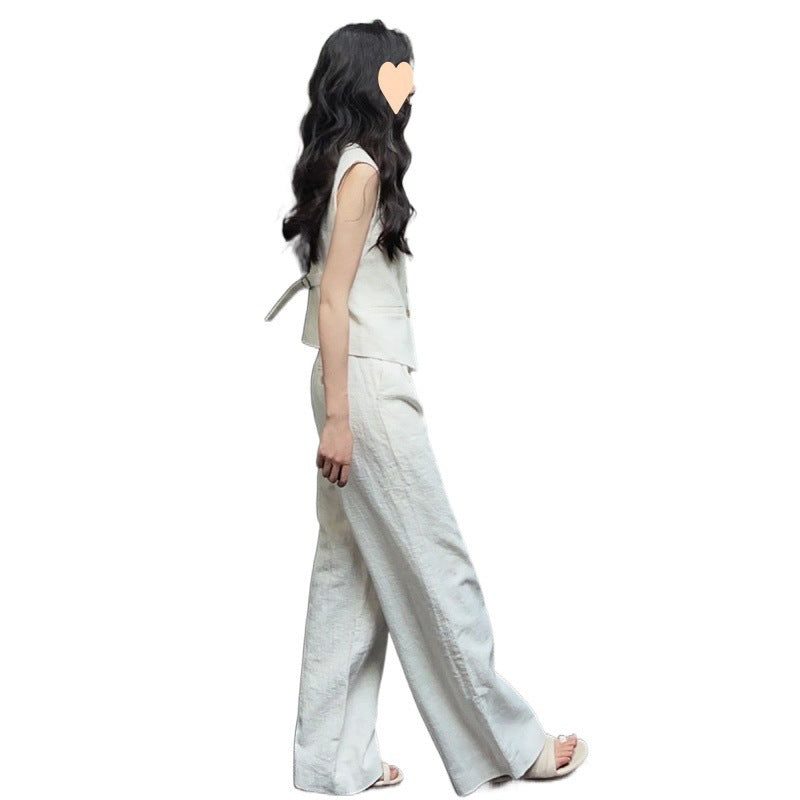 High Waist Wide Leg Pants Two-piece Suit Fashionable