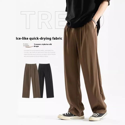 Ice Silk Draping Casual Suit Pants New Chinese Straight