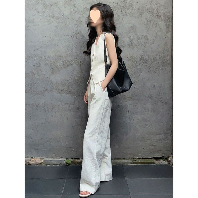 High Waist Wide Leg Pants Two-piece Suit Fashionable