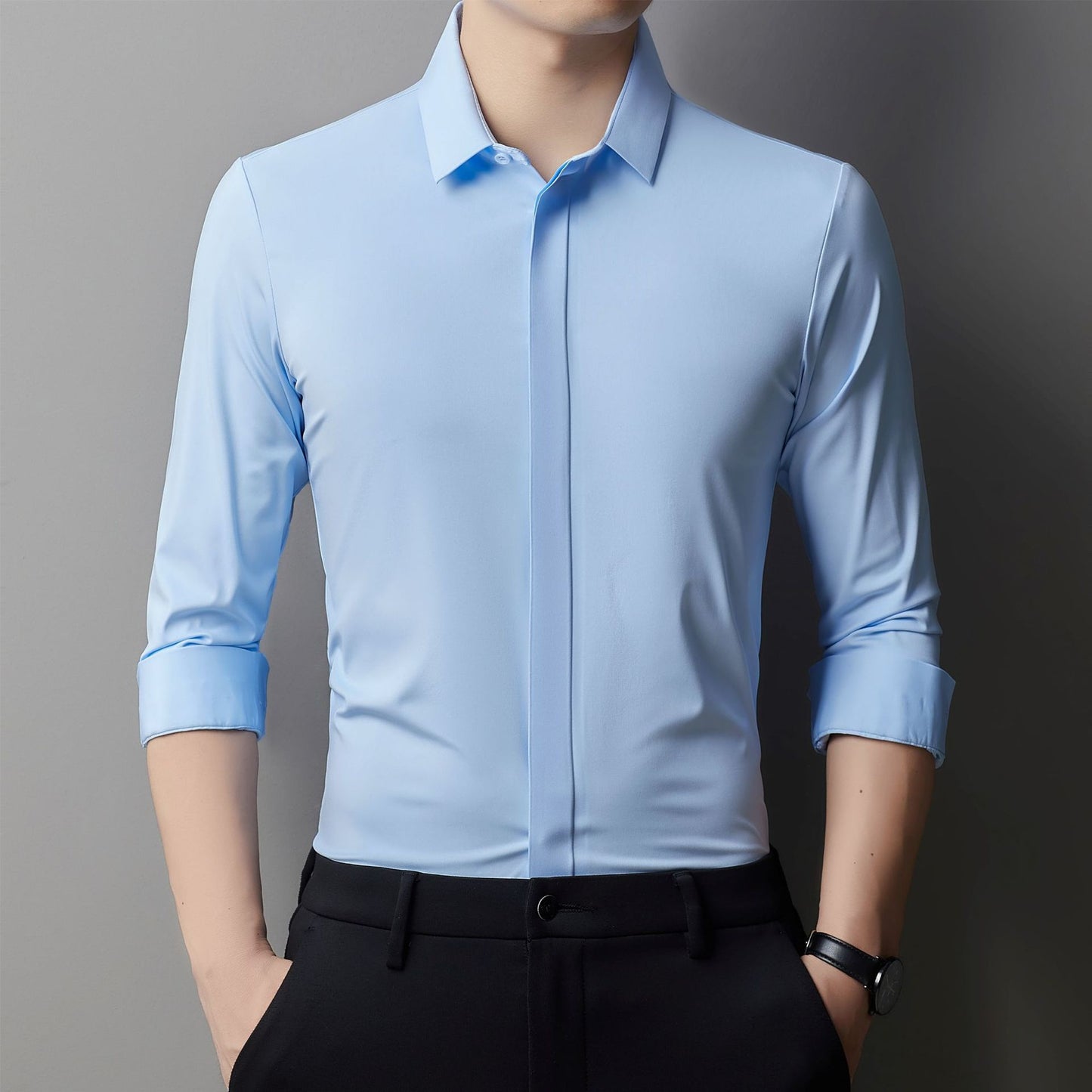 Business Leisure Iron-free Silky Shirt