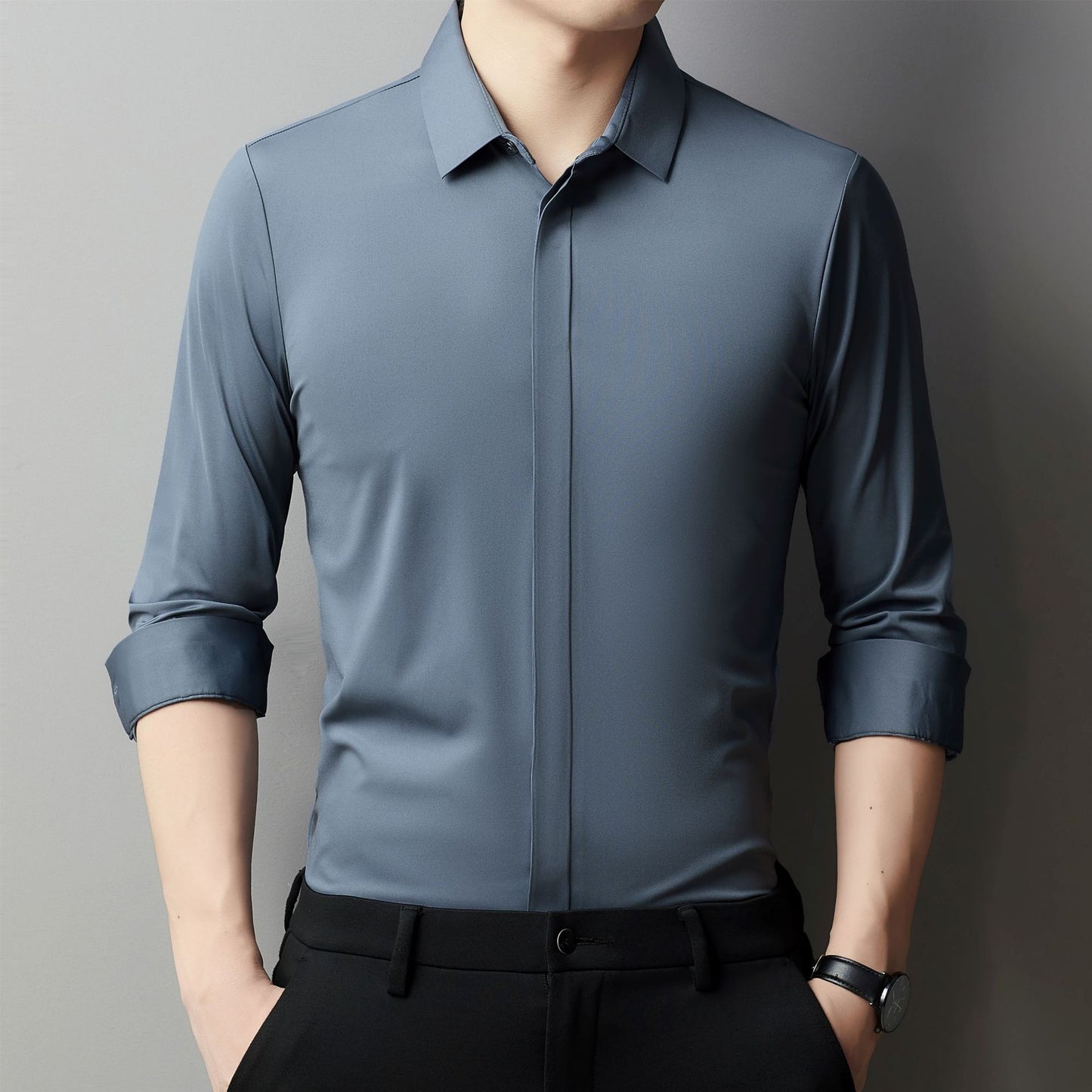 Business Leisure Iron-free Silky Shirt