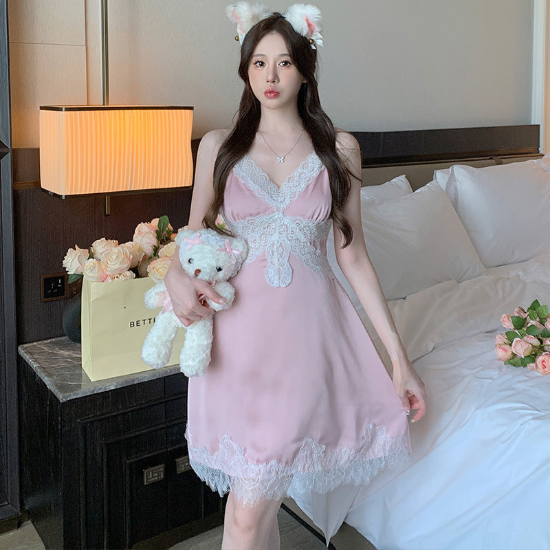 Lace Pure Desire Style Slip Nightdress Suit