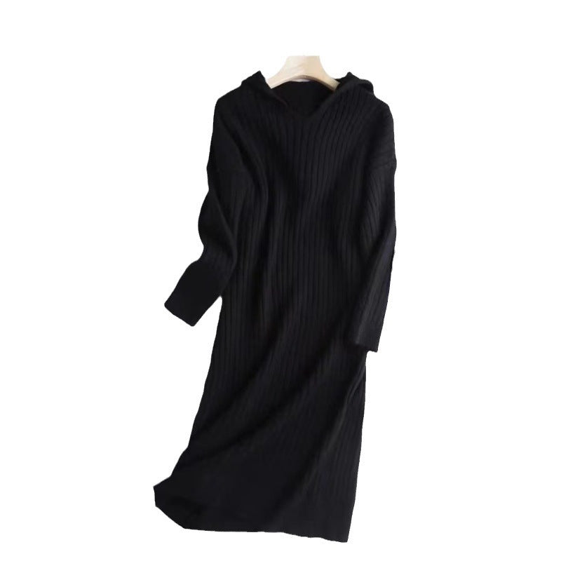 Korean Idle Style Knitted Long Dress Mid-length Casual Sweater